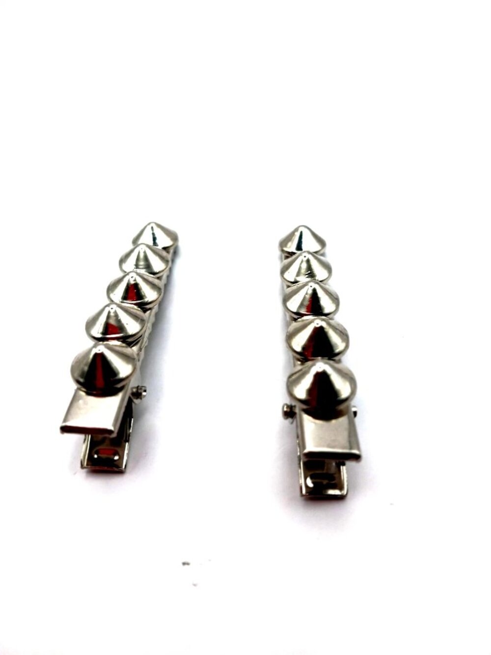 Metal Studded Silvertone Hair Clips Lot Of TWO New